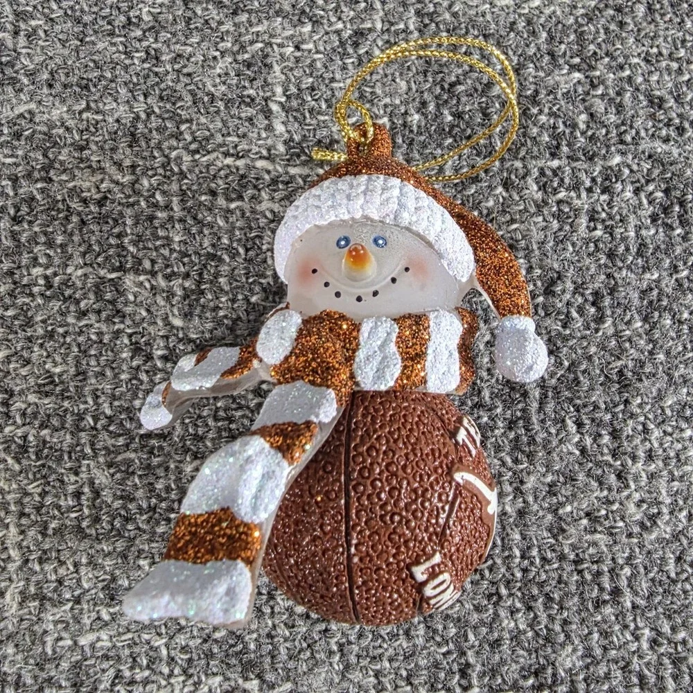 Texas Longhorns Snowman Basketball Christmas Ornament